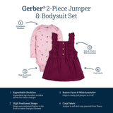 2-Piece Baby Girls Purple Floral Jumper & Bodysuit Set-Gerber Childrenswear Wholesale