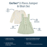 2-Piece Infant & Toddler Girls Green Floral Jumper & Top Set-Gerber Childrenswear Wholesale