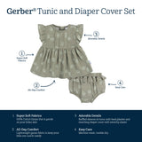 2-Piece Baby Girls Palms Tunic and Diaper Cover-Gerber Childrenswear Wholesale