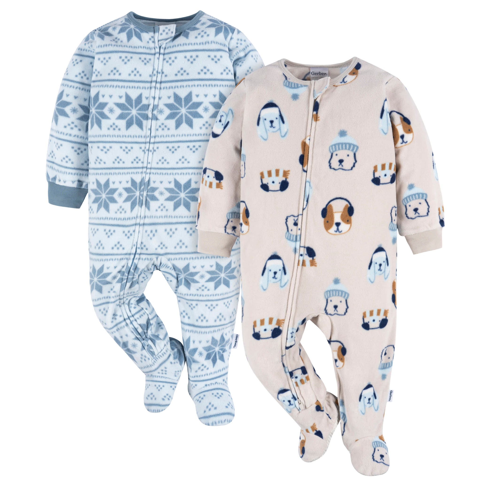 2-Pack Baby & Toddler Boys Dog/Blue Fairisle Fleece Pajamas-Gerber Childrenswear Wholesale