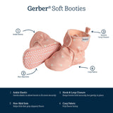 Baby Girls Pink Hearts Soft Booties-Gerber Childrenswear Wholesale