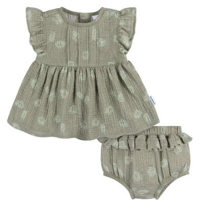 2-Piece Baby Girls Palms Tunic and Diaper Cover-Gerber Childrenswear Wholesale
