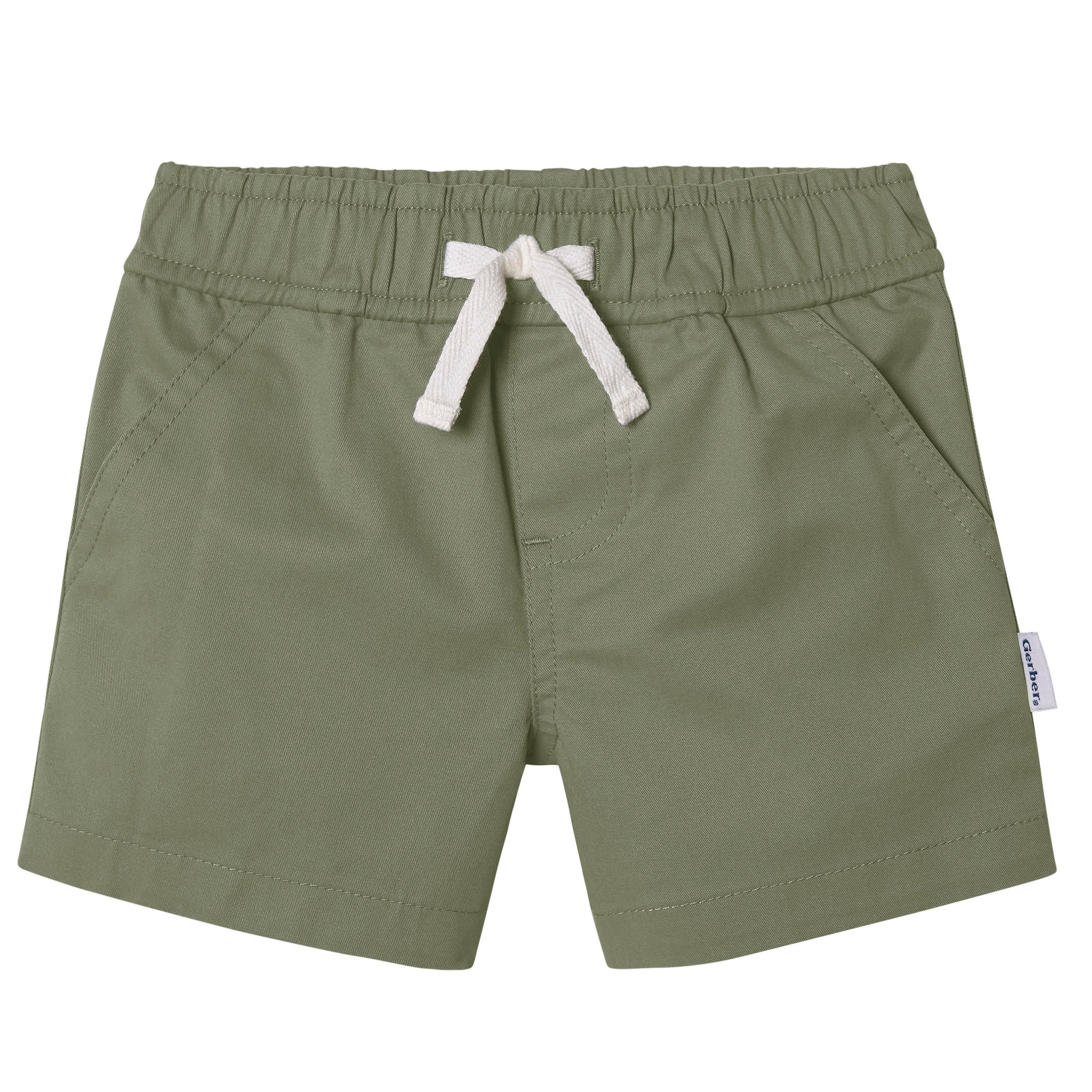 2-Pack Baby & Toddler Boys Olive and Dark Khaki Twill Shorts-Gerber Childrenswear Wholesale
