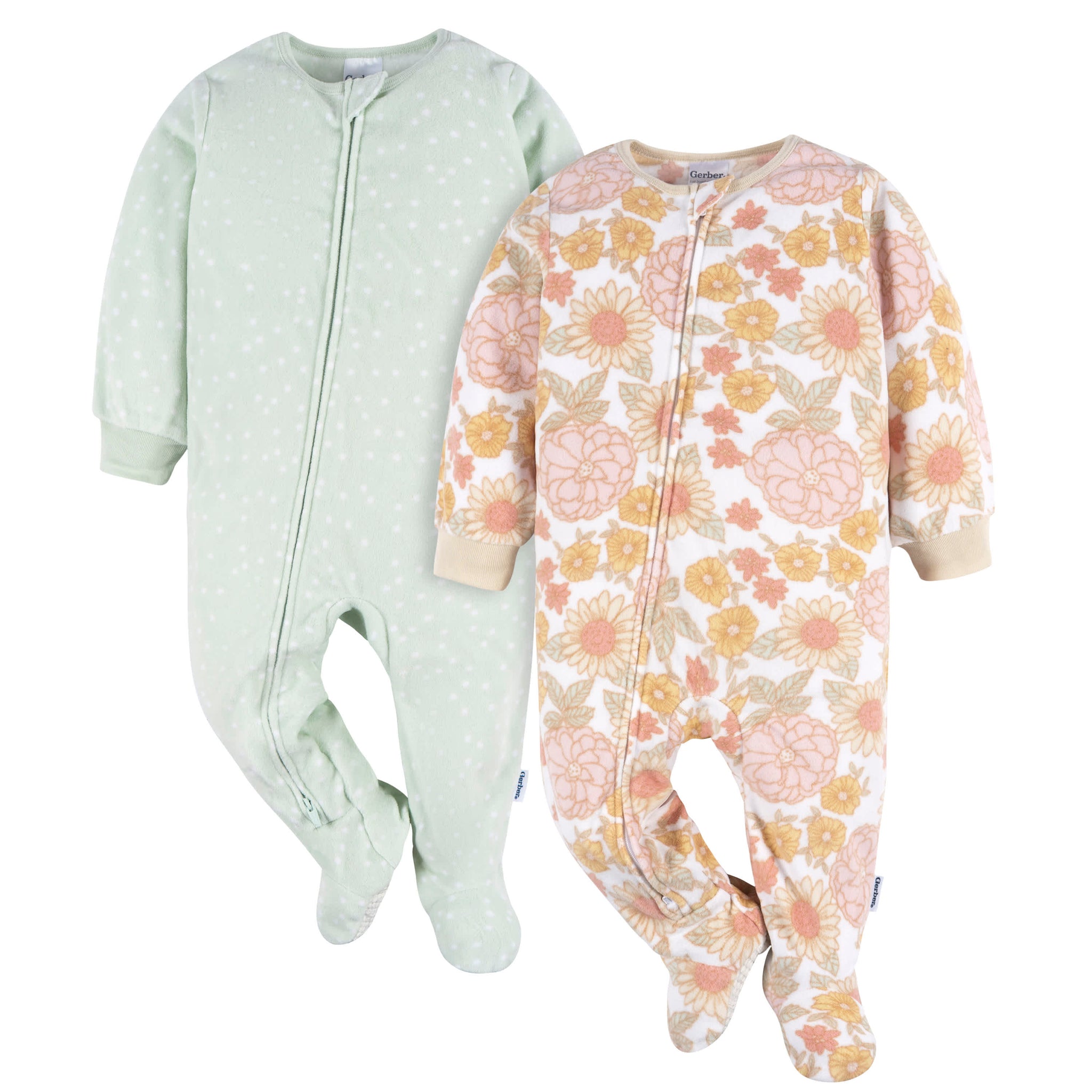 2-Pack Baby & Toddler Girls Pink Floral Fleece Pajamas-Gerber Childrenswear Wholesale