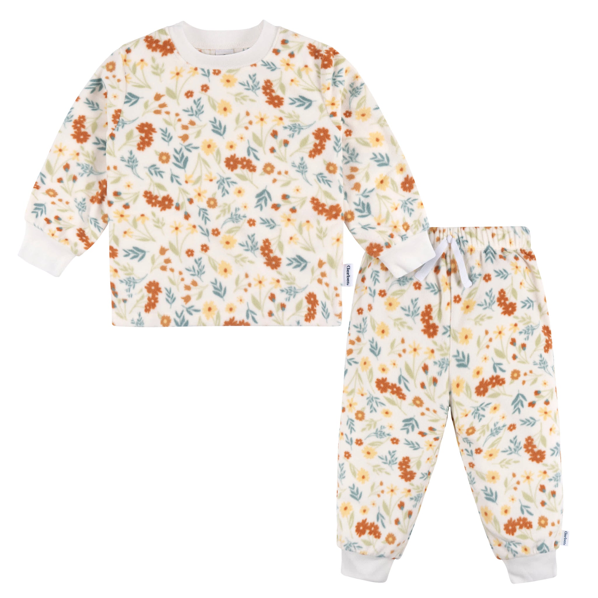 2-Piece Infant & Toddler Girls Ivory Floral Fleece Pajamas-Gerber Childrenswear Wholesale