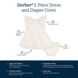 2-Piece Baby & Toddler Girls Ivory Gauze Dress & Diaper Cover Set-Gerber Childrenswear Wholesale