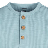 2-Pack Baby Boys Blue & Ivory Long Sleeve Henley Onesies® Bodysuits-Gerber Childrenswear Wholesale