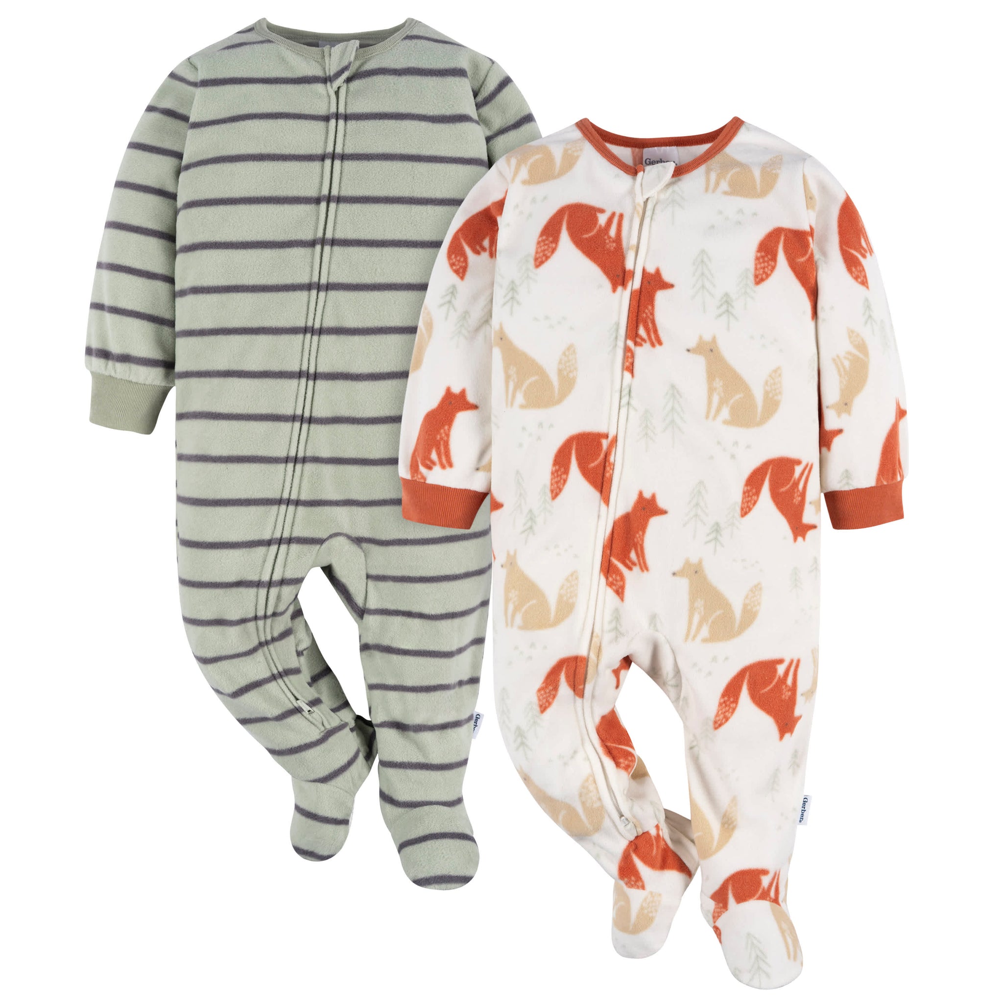 2-Pack Baby & Toddler Boys Fox Stripe Fleece Pajamas-Gerber Childrenswear Wholesale