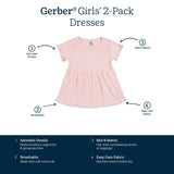 2-Pack Baby & Toddler Girls Sweet Florals Short Sleeve Cotton Dresses-Gerber Childrenswear Wholesale