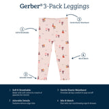 3-Pack Infant & Toddler Girls Burgundy Floral Leggings-Gerber Childrenswear Wholesale