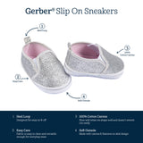 Baby Girls Silver Glitter Slip-On Sneaker-Gerber Childrenswear Wholesale