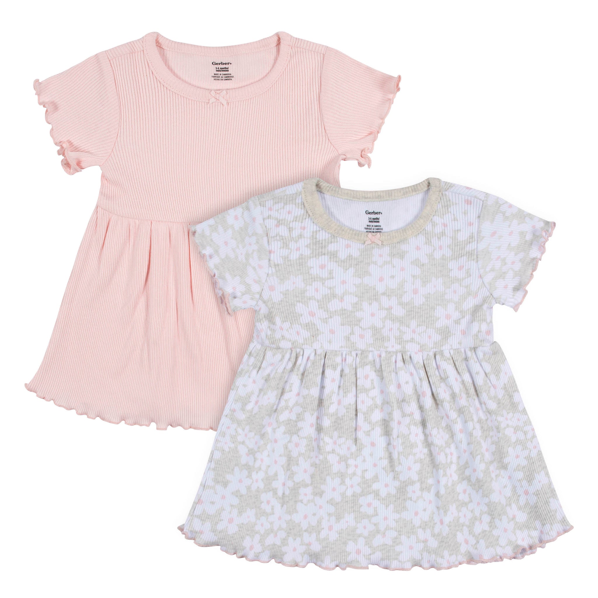 2-Pack Baby & Toddler Girls Sweet Florals Short Sleeve Cotton Dresses-Gerber Childrenswear Wholesale