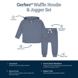 2-Piece Infant & Toddler Boys Dusty Blue Waffle Hoodie & Jogger Set-Gerber Childrenswear Wholesale