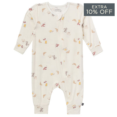 CASE OF: Baby Neutral Ivory French Breakfast Romper-Gerber Childrenswear Wholesale