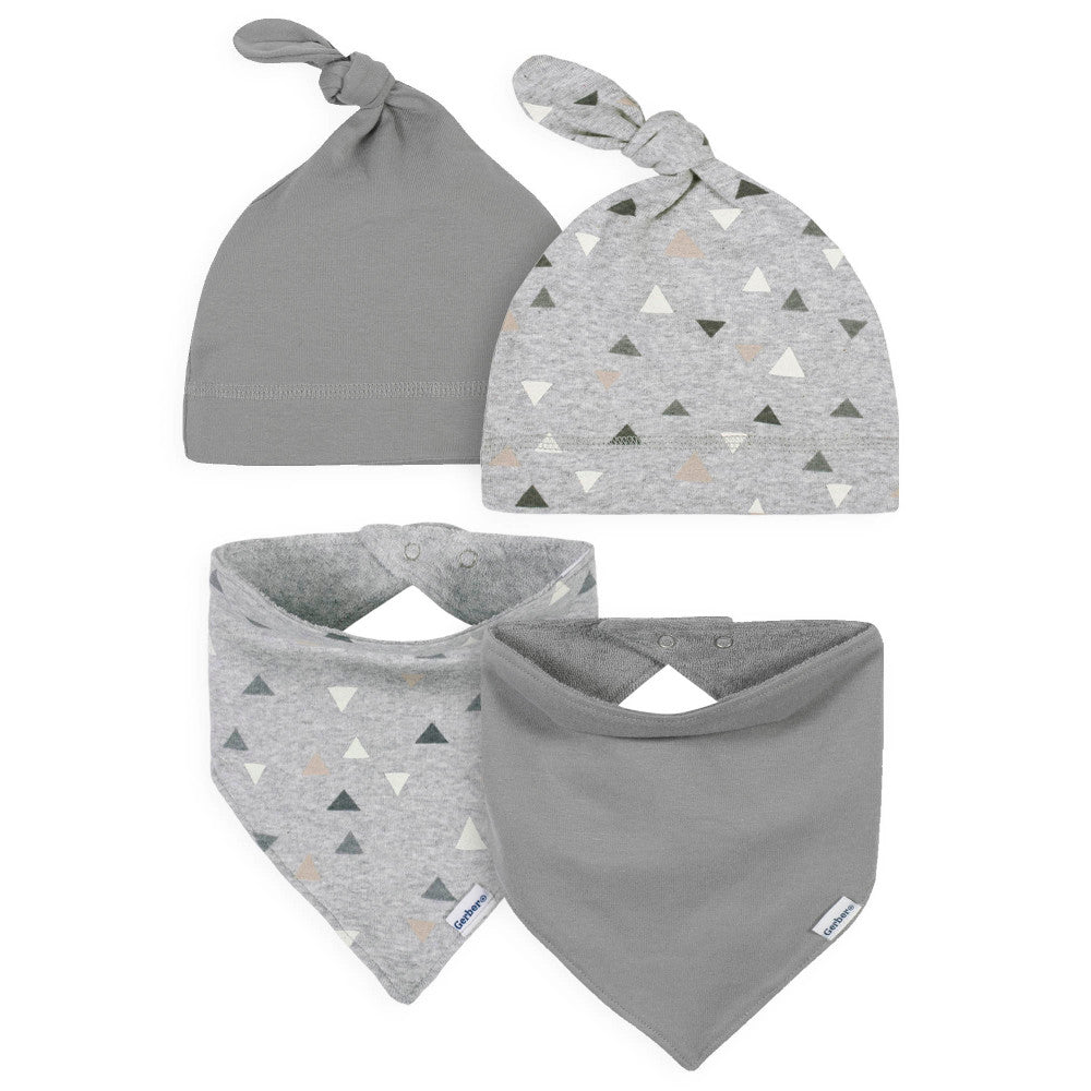 Modern Moments™ by Gerber® 4-Piece Baby Boys Triangle Caps and Bibs Set-Gerber Childrenswear Wholesale