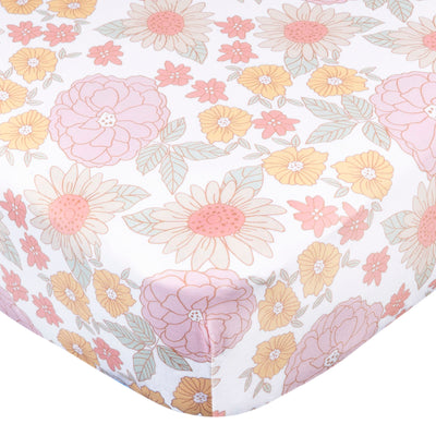 Baby Girls Retro Floral Crib Sheet-Gerber Childrenswear Wholesale