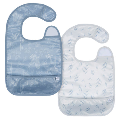 2-Pack Baby Boys Blue Wipeable Bibs-Gerber Childrenswear Wholesale