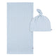 2-Piece Baby Boys Blue Plaid Swaddle Blanket & Hat Set-Gerber Childrenswear Wholesale