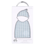2-Piece Baby Boys Blue Plaid Swaddle Blanket & Hat Set-Gerber Childrenswear Wholesale