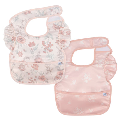 2-Pack Baby Girls Pink Wipeable Bibs-Gerber Childrenswear Wholesale
