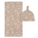 2-Piece Baby Neutral Ivory Tan Forest Swaddle Blanket & Hat Set-Gerber Childrenswear Wholesale
