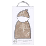 2-Piece Baby Neutral Ivory Tan Forest Swaddle Blanket & Hat Set-Gerber Childrenswear Wholesale