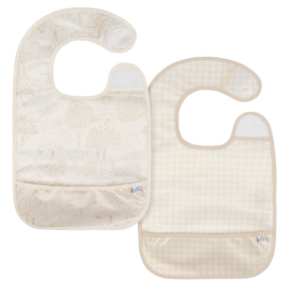 2-Pack Baby Neutral Tan Wipeable Bibs-Gerber Childrenswear Wholesale