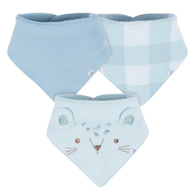 3-Pack Baby Boys Blue Bandana Bib-Gerber Childrenswear Wholesale