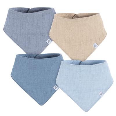 4-Pack Baby Boys Blue Multi Bandana Bib-Gerber Childrenswear Wholesale
