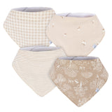 4-Pack Baby Neutral Multi Tan Bandana Bib-Gerber Childrenswear Wholesale