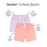 2-Pack Baby & Toddler Girls Pink & Purple Knit Shorts-Gerber Childrenswear Wholesale