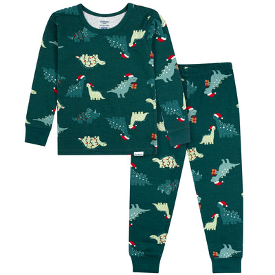 2-Piece Infant & Toddler Boys Holiday Dinos Cotton Pajamas-Gerber Childrenswear Wholesale