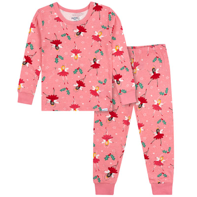 2-Piece Infant & Toddler Girls Holiday Fairies Cotton Pajamas-Gerber Childrenswear Wholesale