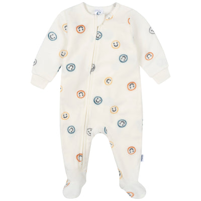 Baby & Toddler Boys Smileys Footed Fleece Pajamas