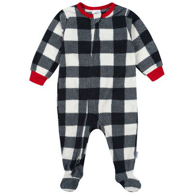 Baby & Toddler Neutral Gingham Footed Fleece Pajamas