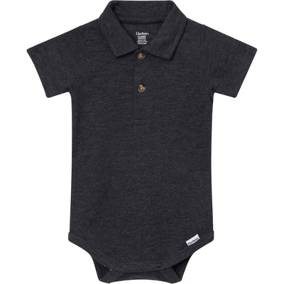 Baby Boys Black Polo Bodysuit-Gerber Childrenswear Wholesale