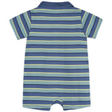 Baby Boys Blue & Green Collared Romper-Gerber Childrenswear Wholesale