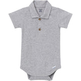 Baby Boys Gray Heather Polo Bodysuit-Gerber Childrenswear Wholesale