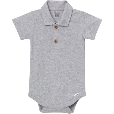 Baby Boys Gray Heather Polo Bodysuit-Gerber Childrenswear Wholesale