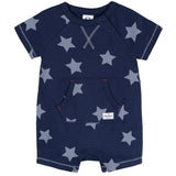 Baby Boys Navy Stars Kangaroo Pocket Romper-Gerber Childrenswear Wholesale