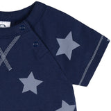 Baby Boys Navy Stars Kangaroo Pocket Romper-Gerber Childrenswear Wholesale