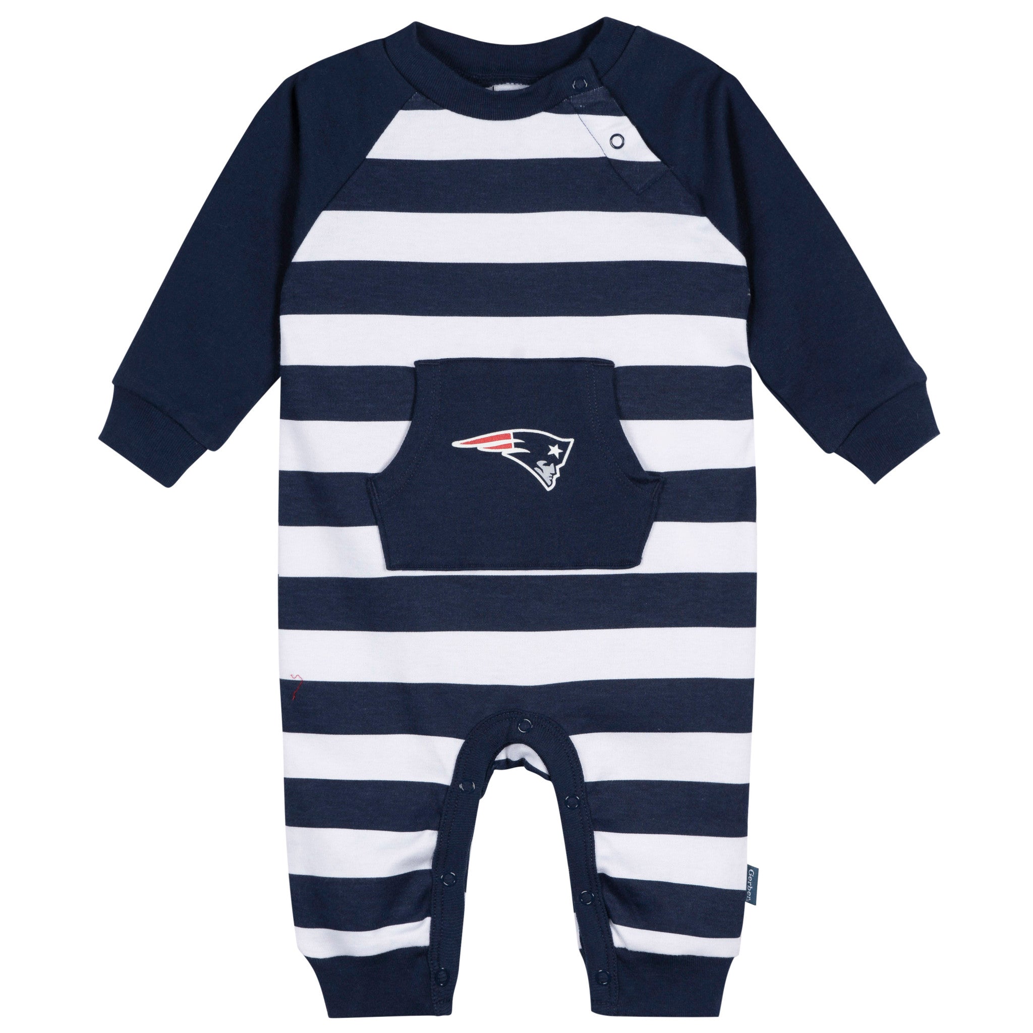 Baby Boys New England Patriots Football Pajamas With Pouch-Gerber Childrenswear Wholesale