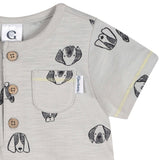 Baby Boys Puppy Dog Faces Short Sleeve Romper-Gerber Childrenswear Wholesale