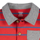 Baby Boys Red & Blue Collared Romper-Gerber Childrenswear Wholesale