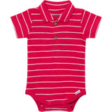 Baby Boys Red Stripes Polo Bodysuit-Gerber Childrenswear Wholesale