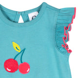 Baby Girls Aqua Cherries Pocket Romper-Gerber Childrenswear Wholesale