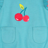 Baby Girls Aqua Cherries Pocket Romper-Gerber Childrenswear Wholesale