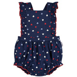 Baby Girls Blue Hearts Ruffle Strap Bubble Romper-Gerber Childrenswear Wholesale