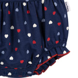 Baby Girls Blue Hearts Ruffle Strap Bubble Romper-Gerber Childrenswear Wholesale