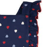 Baby Girls Blue Hearts Ruffle Strap Bubble Romper-Gerber Childrenswear Wholesale